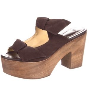 Alexandre Birman Clarita Brown Suede Platform Wood Heel.  Size 36